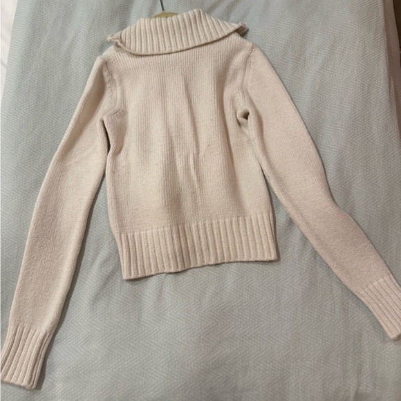 Subdued White Zip-Up ‘After Forever’ Cardigan with Red Embroidery - Picture 4 of 5